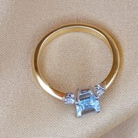 1.10ct Aquamarine & Diamond Three-Stone Ring 18ct Yellow Gold from Ace Jewellery, Leeds