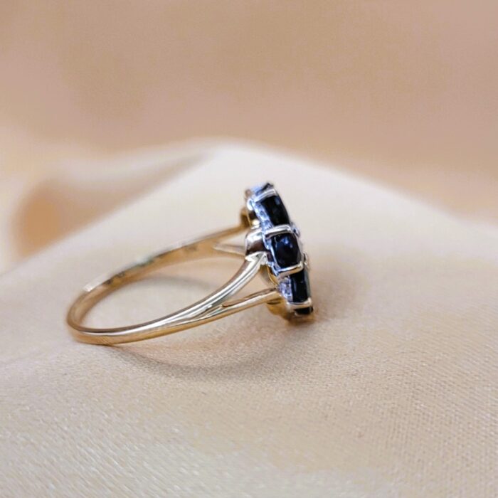 1.265ct Sapphire & Diamond Daisy Cluster Ring 9ct Yellow Gold from Ace Jewellery, Leeds