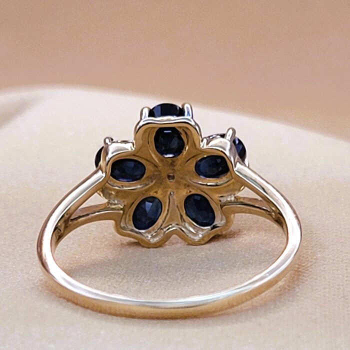 1.265ct Sapphire & Diamond Daisy Cluster Ring 9ct Yellow Gold from Ace Jewellery, Leeds