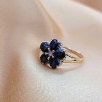 1.265ct Sapphire & Diamond Daisy Cluster Ring 9ct Yellow Gold from Ace Jewellery, Leeds