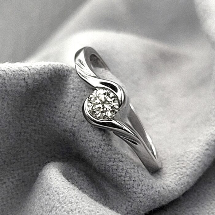 0.30ct Diamond Crossover Single Stone Ring 18ct White Gold from Ace Jewellery, Leeds