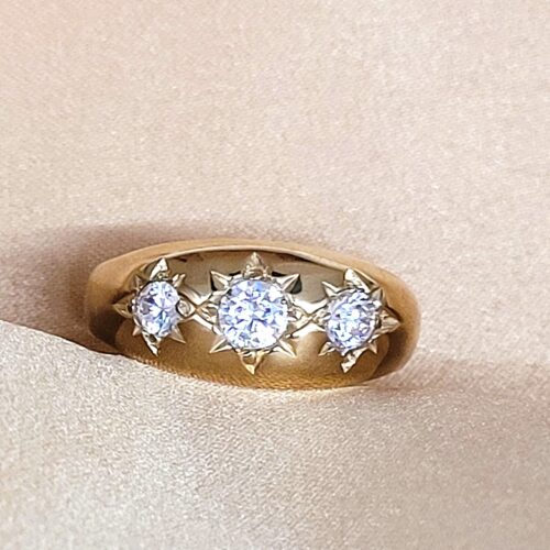 Cz-Set Starburst Design Ring 9ct Yellow Gold from Ace Jewellery, Leeds
