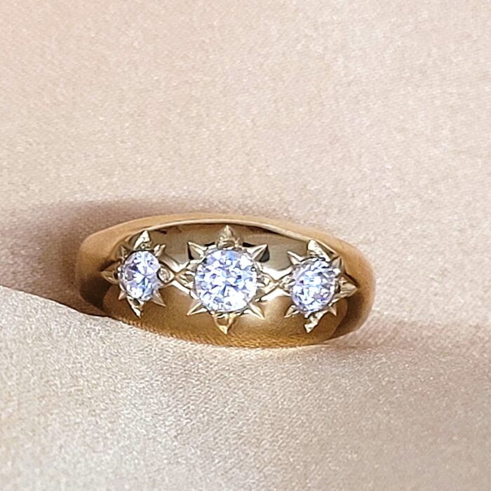 Cz-Set Starburst Design Ring 9ct Yellow Gold from Ace Jewellery, Leeds