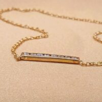0.18ct Channel-Set Bar Pendant Necklace 9ct Yellow Gold from Ace Jewellery, Leeds