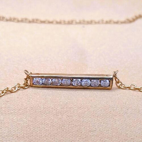 0.18ct Channel-Set Bar Pendant Necklace 9ct Yellow Gold from Ace Jewellery, Leeds
