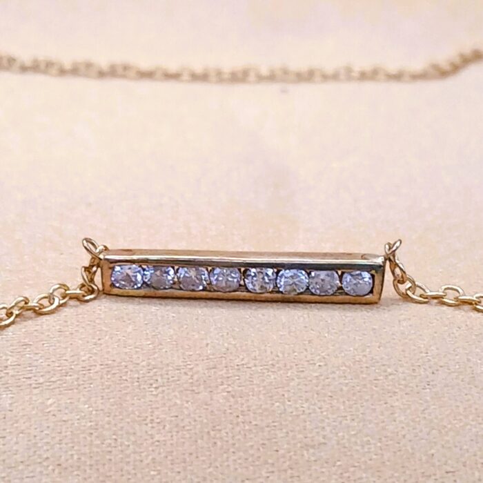 0.18ct Channel-Set Bar Pendant Necklace 9ct Yellow Gold from Ace Jewellery, Leeds
