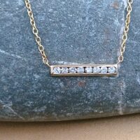 0.18ct Channel-Set Bar Pendant Necklace 9ct Yellow Gold from Ace Jewellery, Leeds