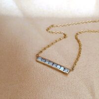 0.18ct Channel-Set Bar Pendant Necklace 9ct Yellow Gold from Ace Jewellery, Leeds