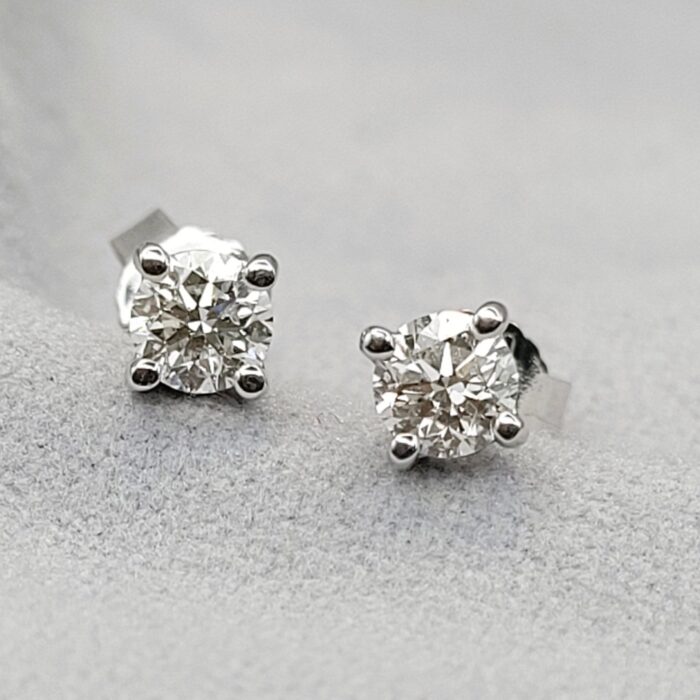0.60ct Round Diamond Solitaire Stud Earrings 18ct White Gold from Ace Jewellery, Leeds