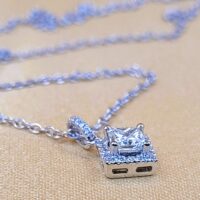 0.42ct Princess-Cut Halo Pendant Necklace Platinum from Ace Jewellery, Leeds