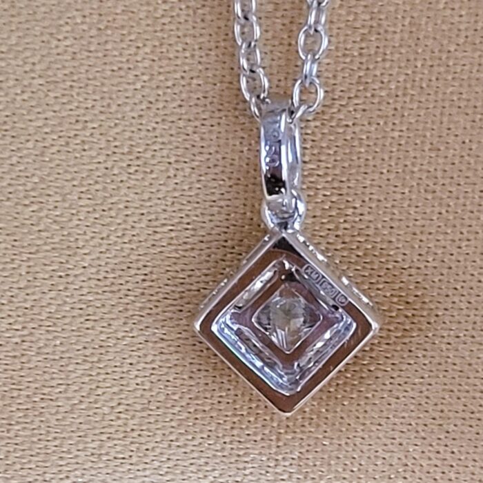 0.42ct Princess-Cut Halo Pendant Necklace Platinum from Ace Jewellery, Leeds