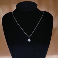 0.42ct Princess-Cut Halo Pendant Necklace Platinum from Ace Jewellery, Leeds