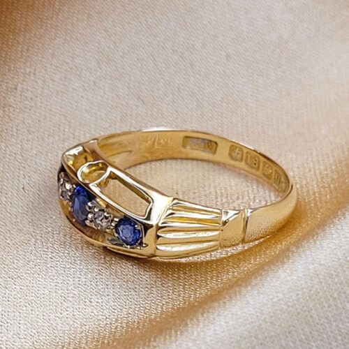 0.40ct Sapphire & Diamond Antique Five-Stone Ring 18ct Yellow Gold from Ace Jewellery, Leeds