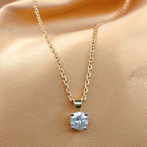 0.77ct Round Diamond Pendant Necklace 18ct Yellow Gold from Ace Jewellery, Leeds