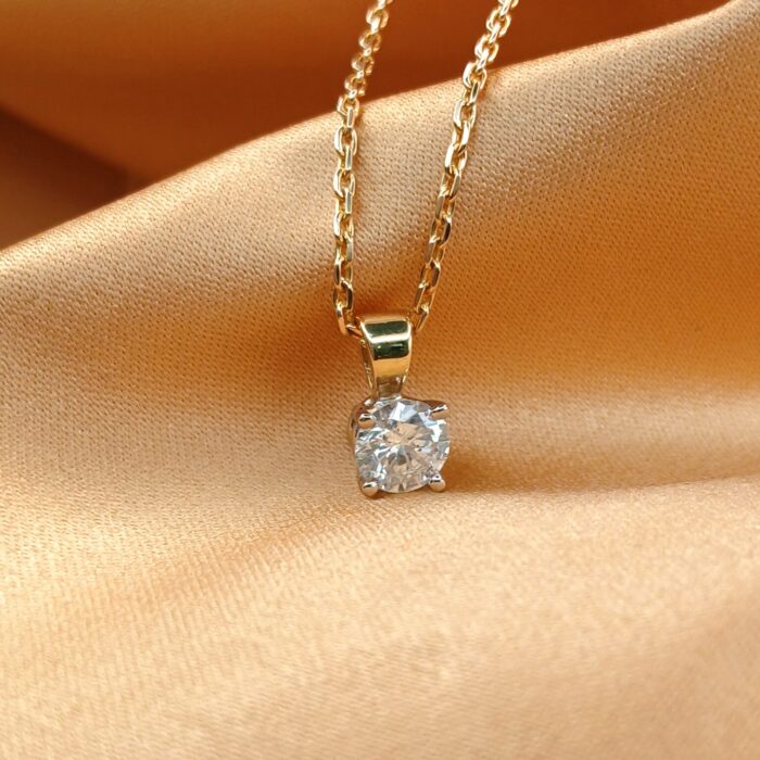 0.77ct Round Diamond Pendant Necklace 18ct Yellow Gold from Ace Jewellery, Leeds