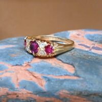 1.25ct Doublet Ruby & Diamond Antique Ring 18ct Yellow Gold