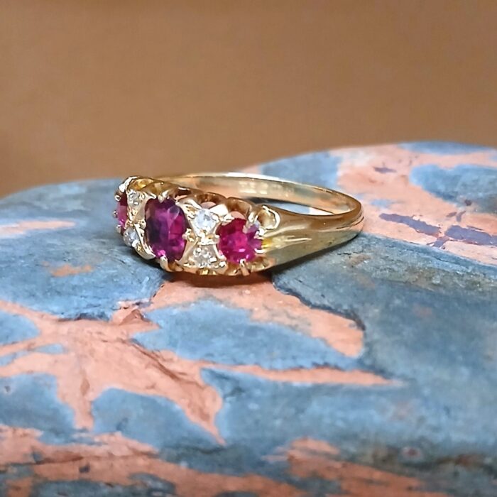 1.25ct Doublet Ruby & Diamond Antique Ring 18ct Yellow Gold