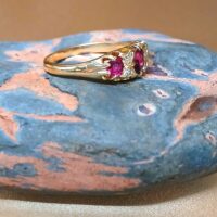 1.25ct Doublet Ruby & Diamond Antique Ring 18ct Yellow Gold