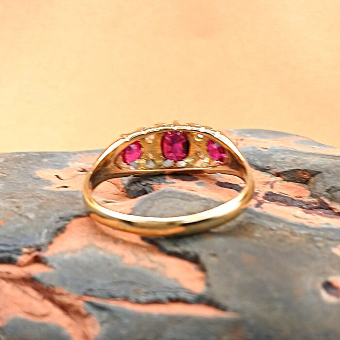 1.25ct Doublet Ruby & Diamond Antique Ring 18ct Yellow Gold