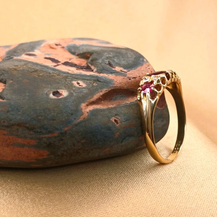 1.25ct Doublet Ruby & Diamond Antique Ring 18ct Yellow Gold