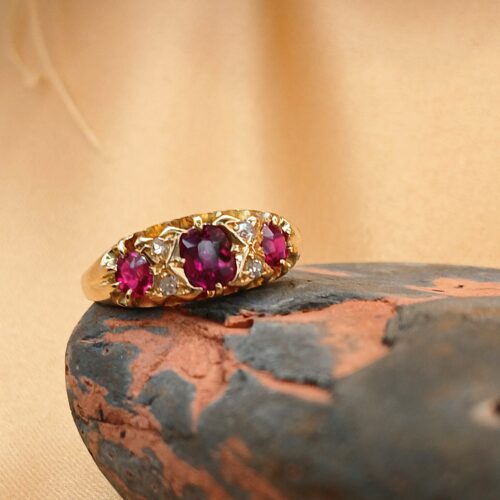 1.25ct Doublet Ruby & Diamond Antique Ring 18ct Yellow Gold