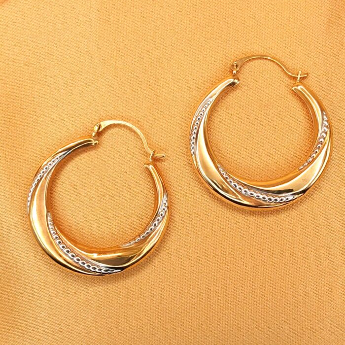 9ct Yellow Gold Two-Tone Twist Hoop Earrings from Ace Jewellery, Leeds
