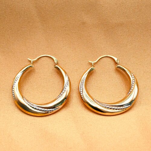 9ct Yellow Gold Two-Tone Twist Hoop Earrings from Ace Jewellery, Leeds