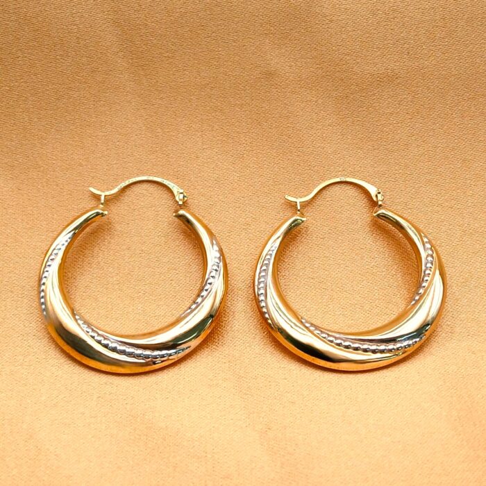 9ct Yellow Gold Two-Tone Twist Hoop Earrings from Ace Jewellery, Leeds