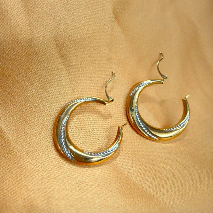 9ct Yellow Gold Two-Tone Twist Hoop Earrings from Ace Jewellery, Leeds