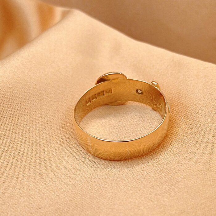 0.08ct Old-Cut Diamond-Set Antique Buckle Ring 18ct Yellow Gold from Ace Jewellery, Leeds