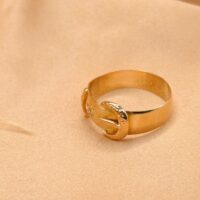 0.08ct Old-Cut Diamond-Set Antique Buckle Ring 18ct Yellow Gold from Ace Jewellery, Leeds