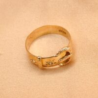 0.08ct Old-Cut Diamond-Set Antique Buckle Ring 18ct Yellow Gold from Ace Jewellery, Leeds