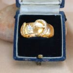 0.08ct Old-Cut Diamond-Set Antique Buckle Ring 18ct Yellow Gold from Ace Jewellery, Leeds