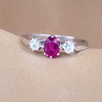 0.95ct Pink Sapphire & Diamond Ring Platinum from Ace Jewellery, Leeds