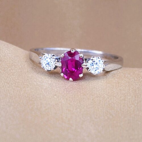 0.95ct Pink Sapphire & Diamond Ring Platinum from Ace Jewellery, Leeds