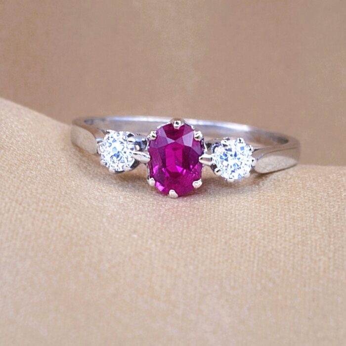 0.95ct Pink Sapphire & Diamond Ring Platinum from Ace Jewellery, Leeds