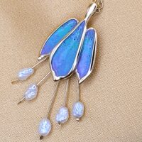 Enamel Pendant Necklace With Pearl Tassel Drops 9ct Yellow Gold from Ace Jewellery, Leeds