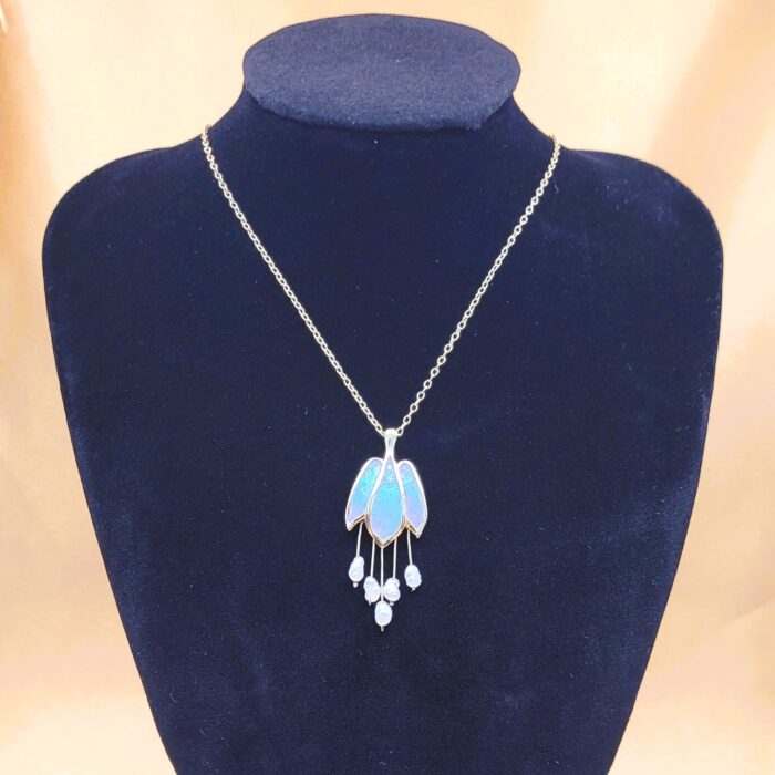 Enamel Pendant Necklace With Pearl Tassel Drops 9ct Yellow Gold from Ace Jewellery, Leeds