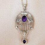 1.0ct Amethyst & Pearl Lavalier Drop Pendant Necklace 9ct Yellow Gold from Ace Jewellery, Leeds