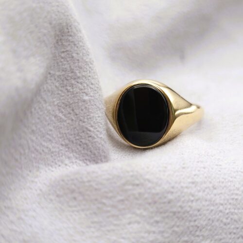 9ct Yellow Gold Onyx Men's Signet Ring from Ace Jewellery, Leeds