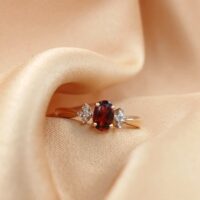 0.60ct Garnet & Diamond Ring 9ct Yellow Gold from Ace Jewellery, Leeds