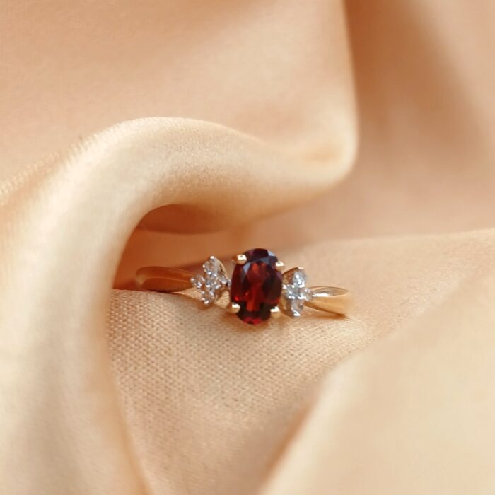 0.60ct Garnet & Diamond Ring 9ct Yellow Gold from Ace Jewellery, Leeds