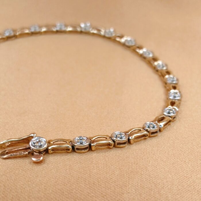 9ct Yellow Gold 0.15ct Diamond Set Fancy Bracelet from Ace Jewellery, Leeds