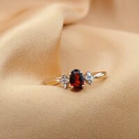 0.60ct Garnet & Diamond Ring 9ct Yellow Gold from Ace Jewellery, Leeds