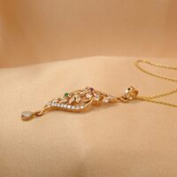 0.67ct Diamond, Emerald & Ruby Pendant Necklace 18ct Yellow Gold from Ace Jewellery, Leeds