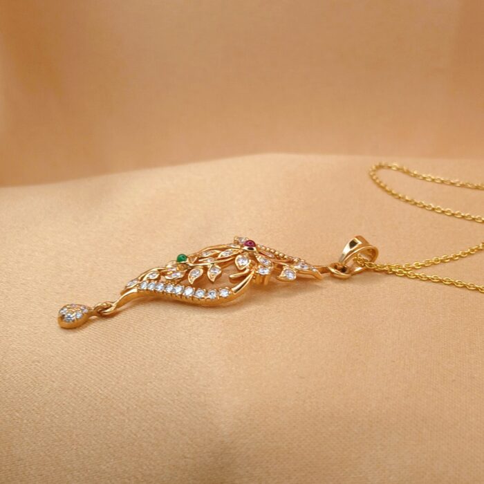 0.67ct Diamond, Emerald & Ruby Pendant Necklace 18ct Yellow Gold from Ace Jewellery, Leeds