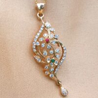0.67ct Diamond, Emerald & Ruby Pendant Necklace 18ct Yellow Gold from Ace Jewellery, Leeds