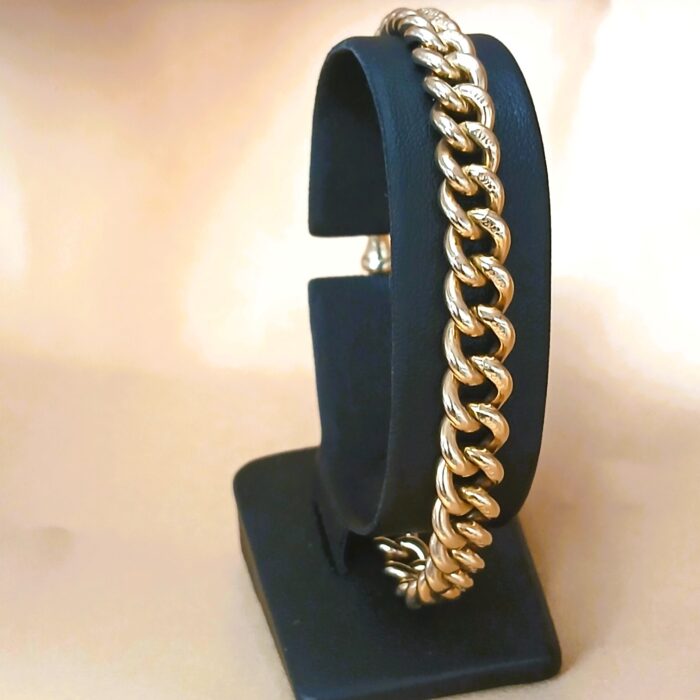 9ct Yellow Gold Graduated Antique Curb Link Bracelet from Ace Jewellery, Leeds