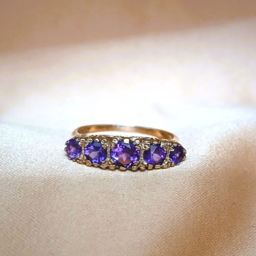1.0ct Five-Stone Amethyst Ring 9ct Yellow Gold from Ace Jewellery, Leeds