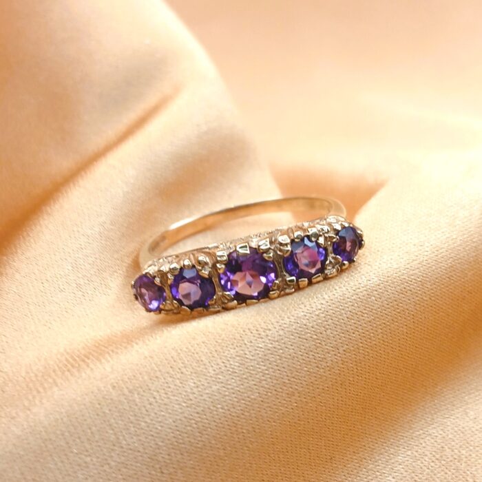 1.0ct Five-Stone Amethyst Ring 9ct Yellow Gold from Ace Jewellery, Leeds